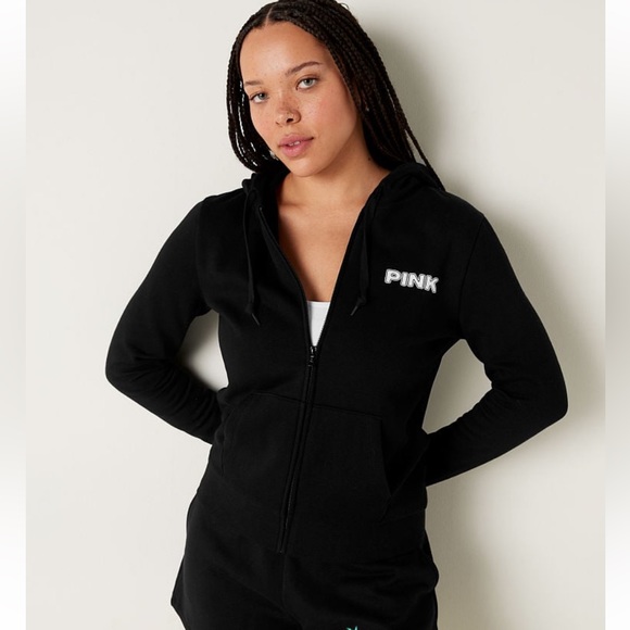 Vs Victorias Secret Pink Perfect Full Zip Hoodie Sweater Jacket Top Tropical M - Picture 2 of 7